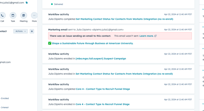Screenshot--looking for Suspect workflow on activity